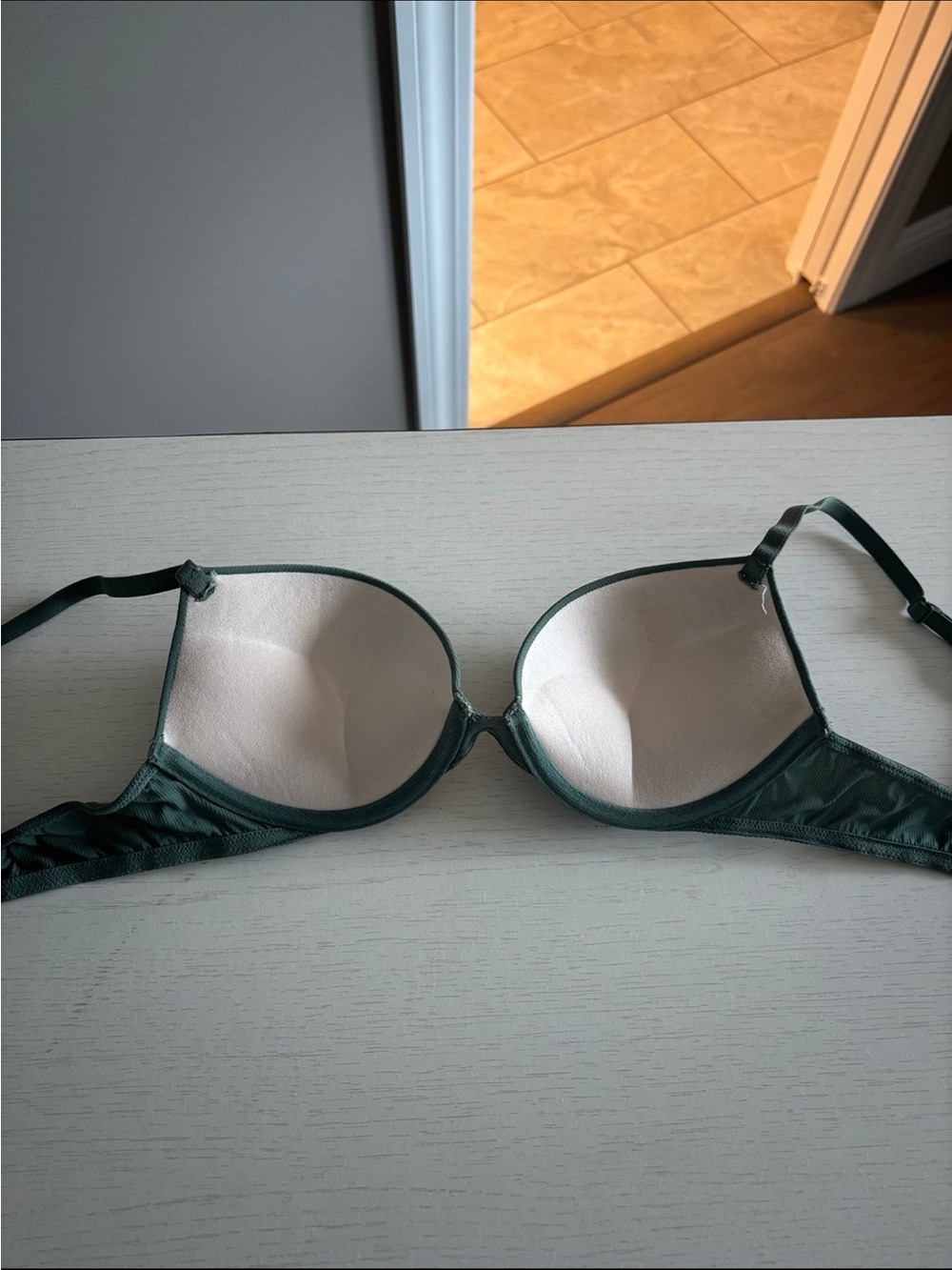 PINK Victoria's Secret Ribbed push up Bra - Sage Green - Picture 3 of 5